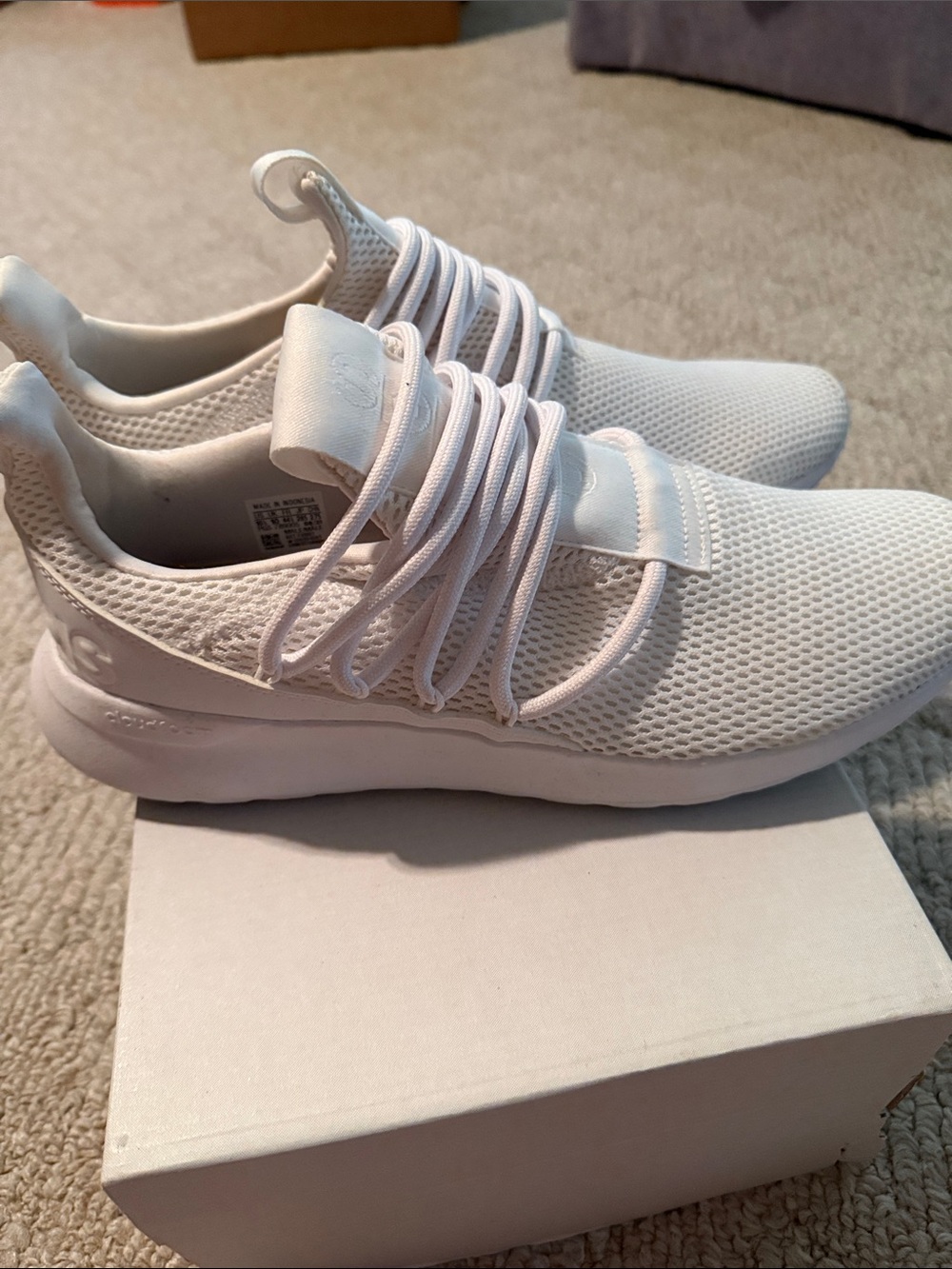 Adidas All-White Men’s Knit Athletic Sneakers